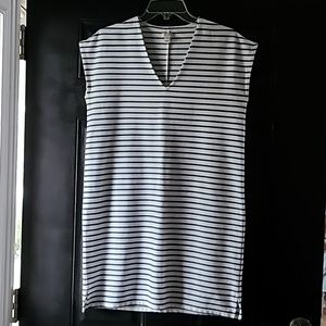 J. Crew Striped Sleeveless V Neck Dress Size XS.  Blue & White